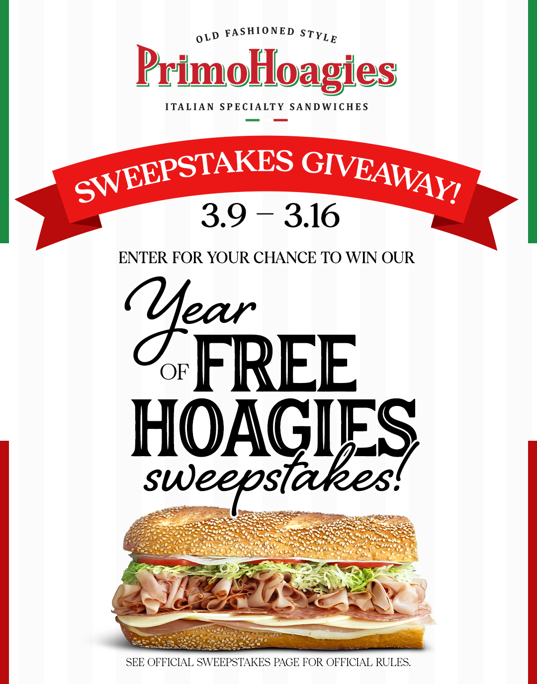 Free Hoagies For a Year Sweepstakes